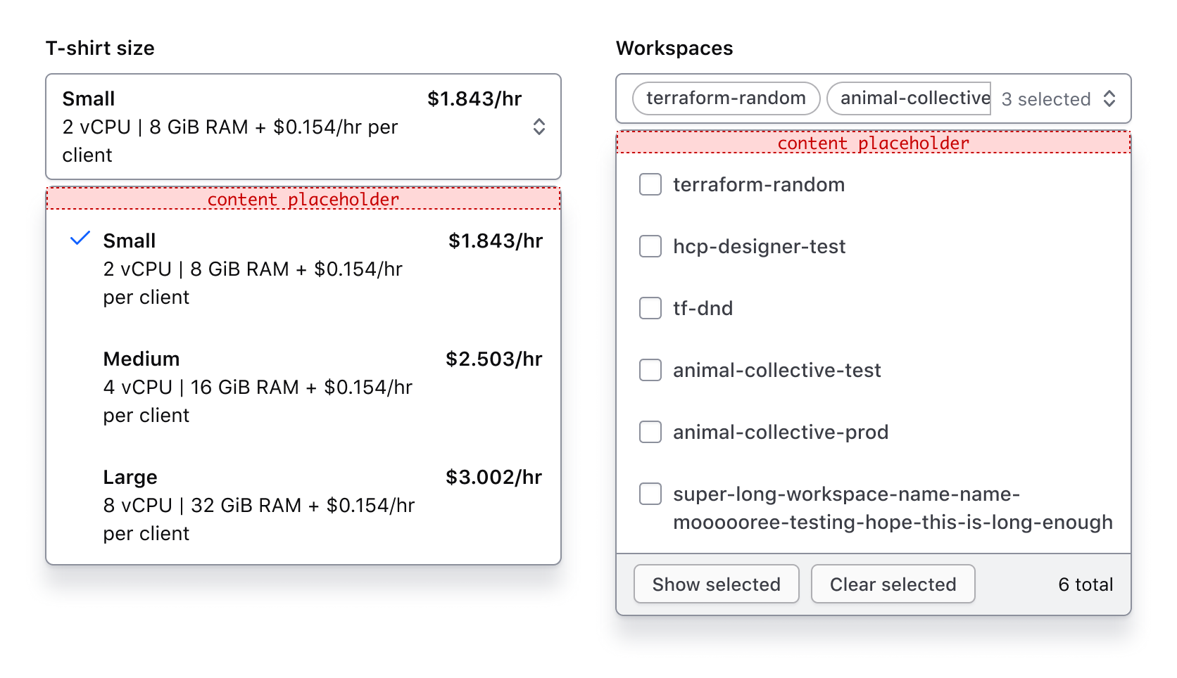 Generic content enabled before the list in both Single and Multiple components